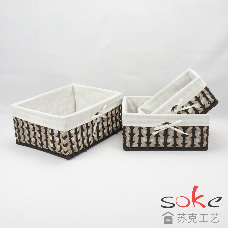 Cotton Rope Hand- Woven Basket with liner