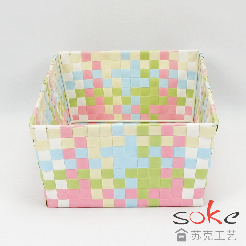 PP Woven Strap Storage basket with Metal Frame