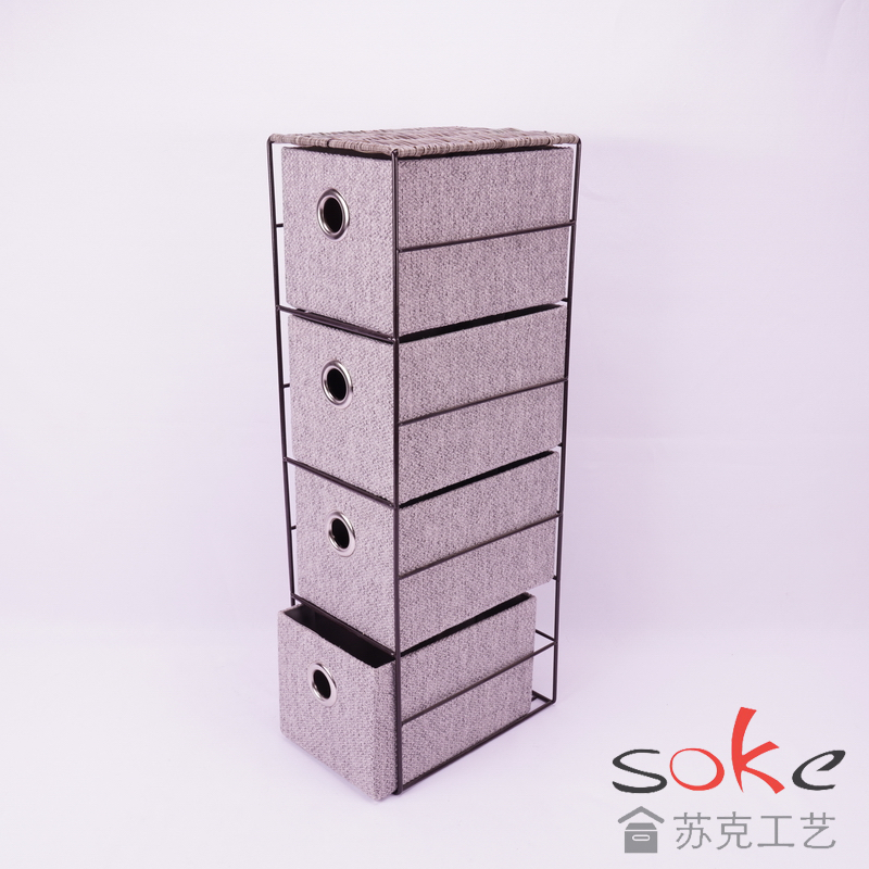 Fabric box with Wooden Frame Cabinet Storage