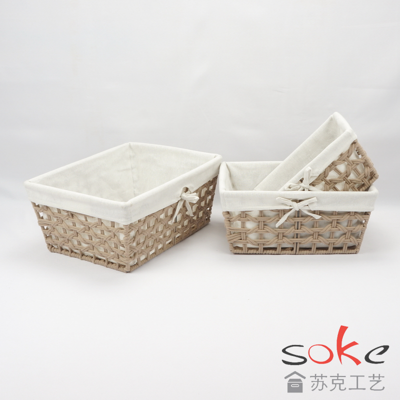 Cotton Rope Hand- Woven Basket with liner