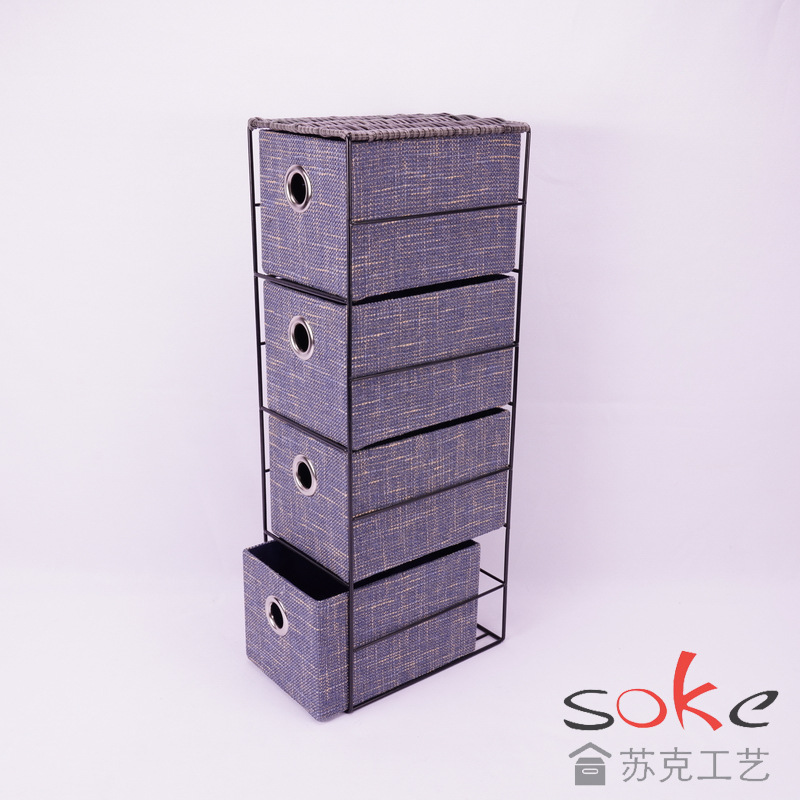 Fabric box with Wooden Frame Cabinet Storage