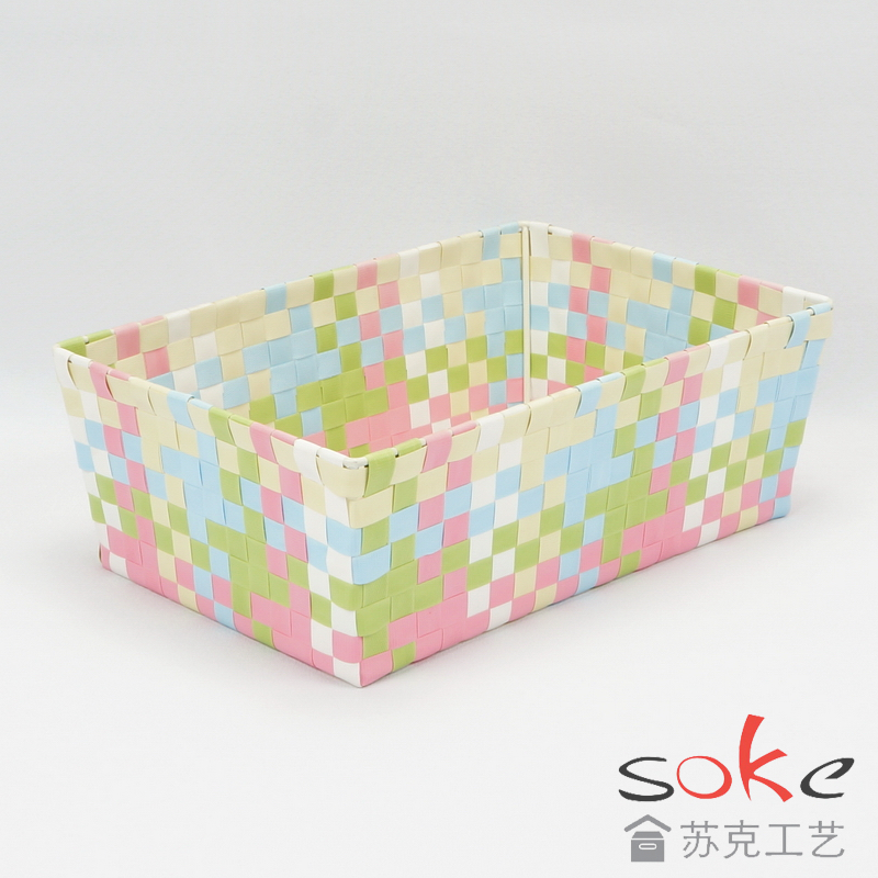 PP Woven Strap Storage basket with Metal Frame
