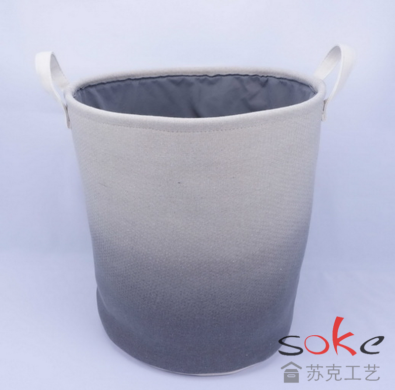 Canvas Fabric Round Hamper 